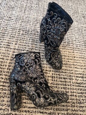 Embroidered Heel Booties